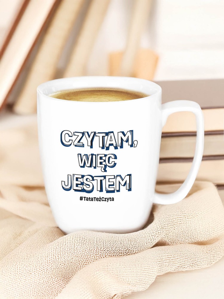 CZYTAM, WIĘC JESTEM / kubek biały z uchem / Nadwyraz.com × #TataTeżCzyta