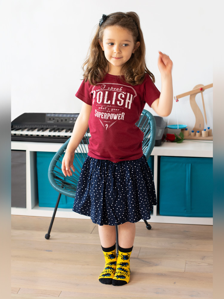 I SPEAK POLISH! WHAT'S YOUR SUPERPOWER? / koszulka dziecięca / bordowa
