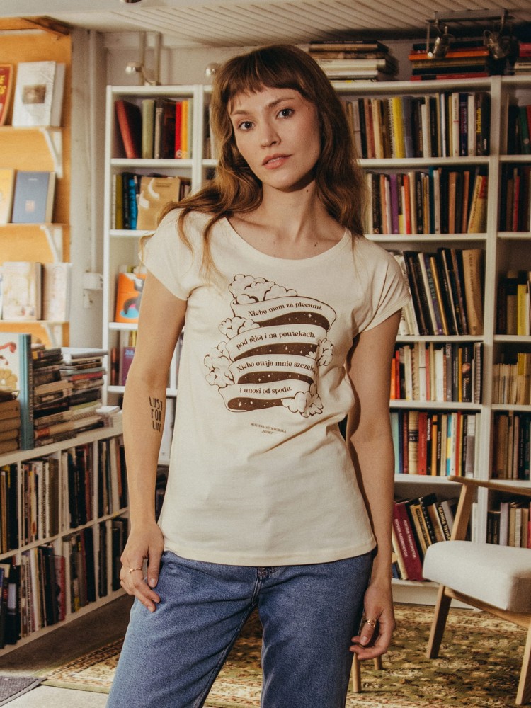 NIEBO / Wisława Szymborska / koszulka damska / beżowa