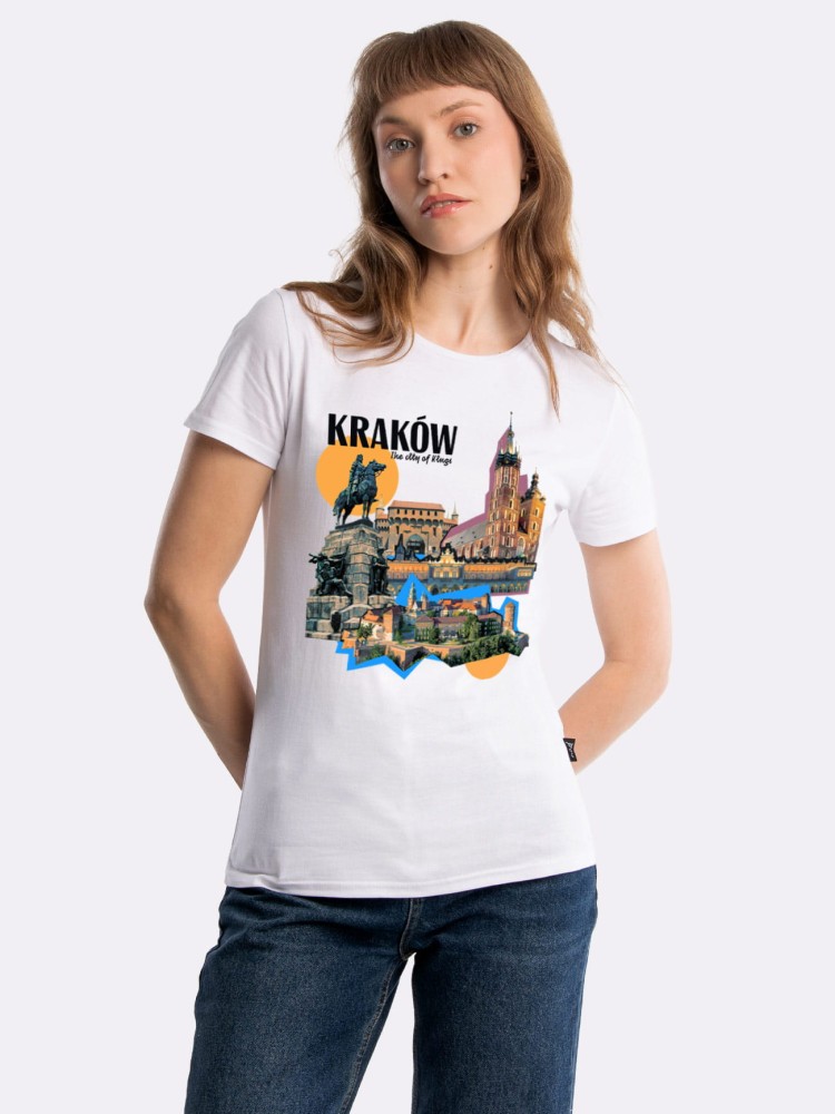 KRAKÓW – THE CITY OF KINGS / koszulka damska / biała