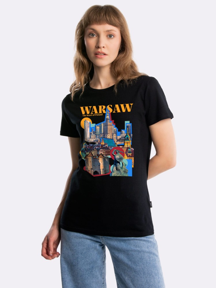 WARSAW – THE HEART OF POLAND / koszulka damska / czarna