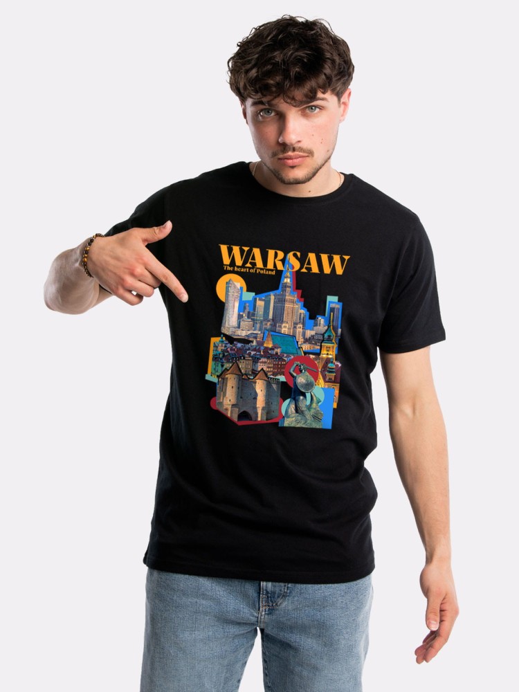 WARSAW – THE HEART OF POLAND / koszulka męska / czarna