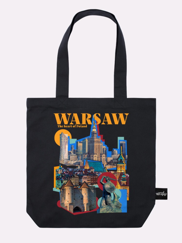 WARSAW – THE HEART OF POLAND / torba bawełniana / czarna