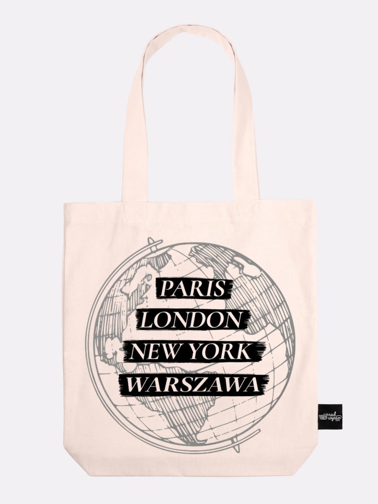 PARIS, LONDON, WARSAW / torba bawełniana / ecru