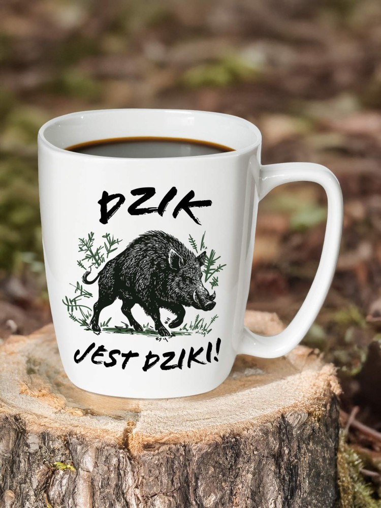 DZIK JEST DZIKI / kubek biały z uchem