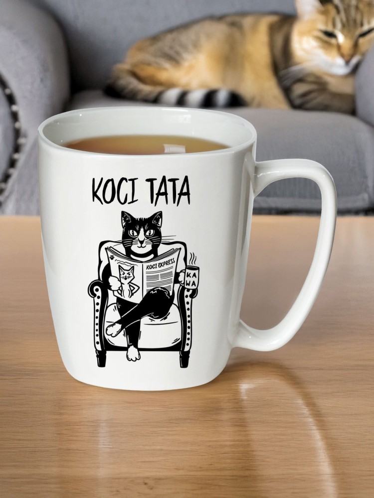 KOCI TATA / kubek biały z uchem