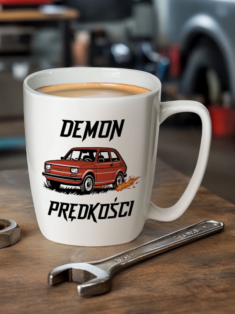 DEMON PRĘDKOŚCI / kubek biały z uchem