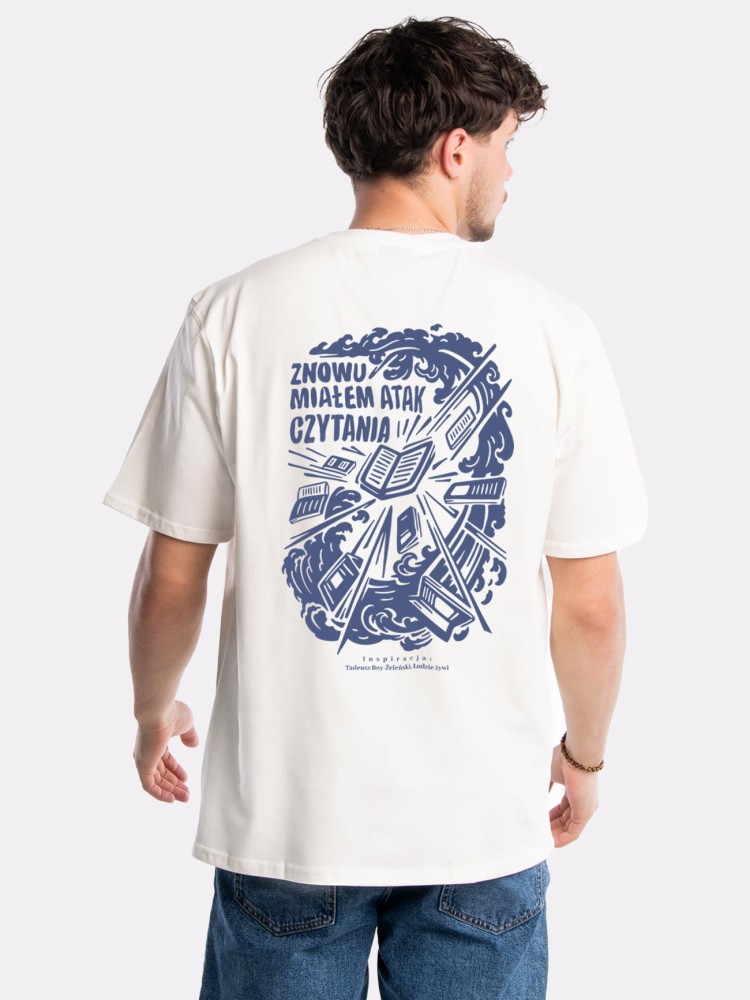 ZNOWU MIAŁEM ATAK CZYTANIA / Tadeusz Boy-Żeleński / koszulka oversize unisex / złamana biel