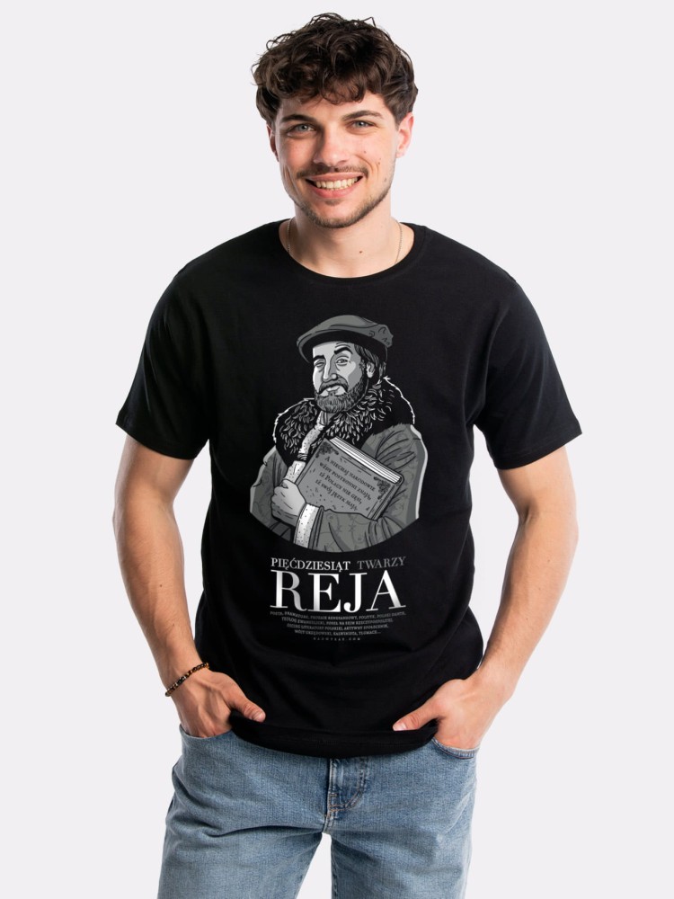 50 TWARZY REJA / MIKOŁAJ REJ / koszulka męska / czarna
