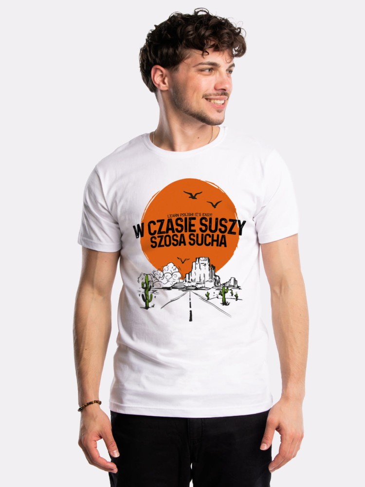 W CZASIE SUSZY SZOSA SUCHA / koszulka męska / jasny beż 