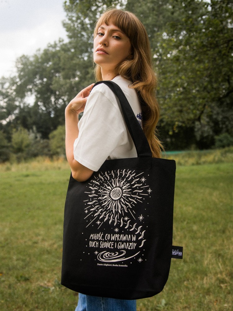 MIŁOŚĆ, CO WPRAWIA W RUCH SŁOŃCE I GWIAZDY / Dante Alighieri / torba bawełniana / czarna
