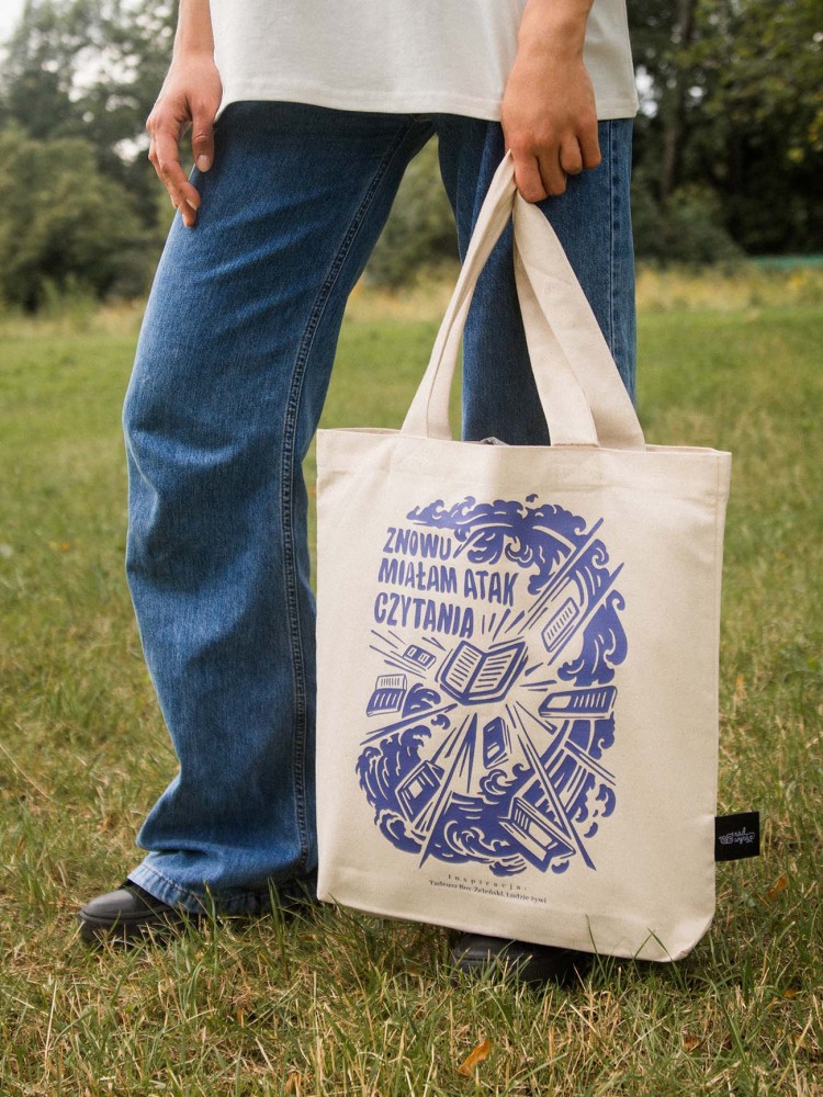 ZNOWU MIAŁAM ATAK CZYTANIA / Tadeusz Boy-Żeleński / torba bawełniana / ecru