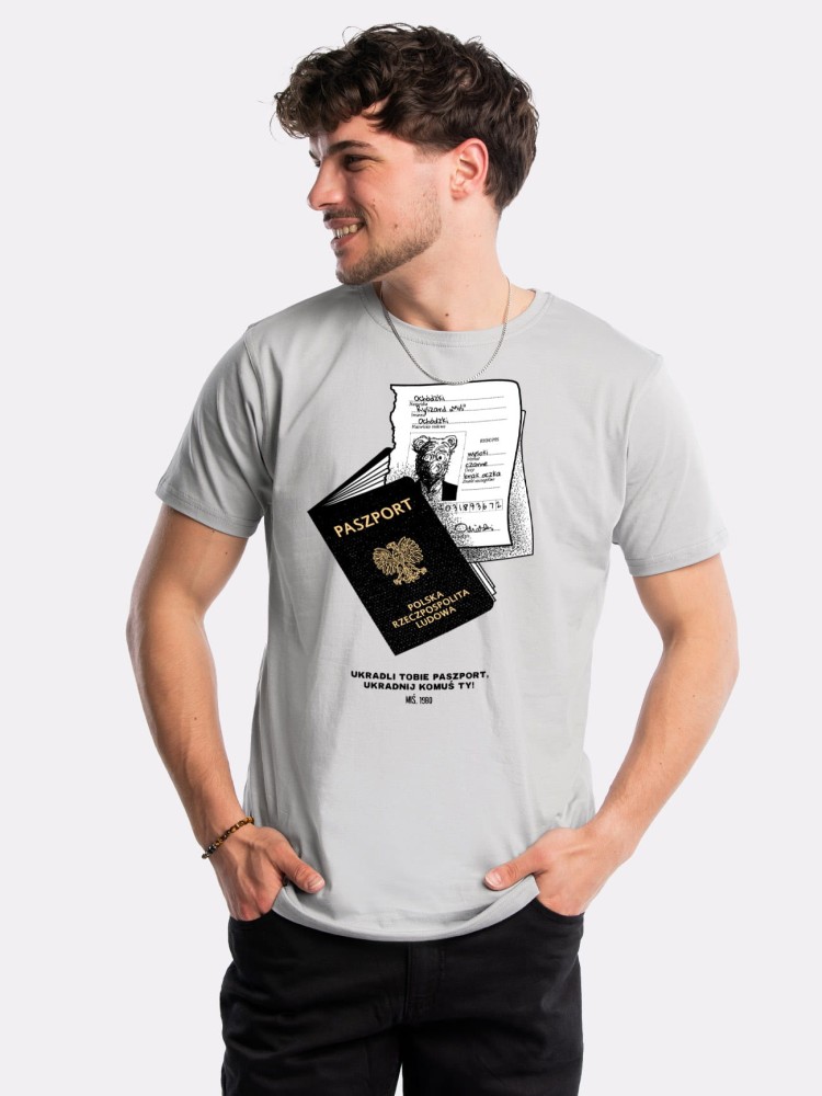 PASZPORT / MIŚ / koszulka męska / szara