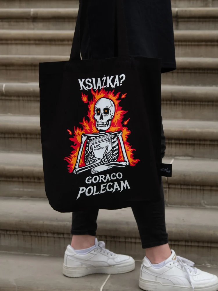 KSIĄŻKA? GORĄCO POLECAM / torba bawełniana / czarna