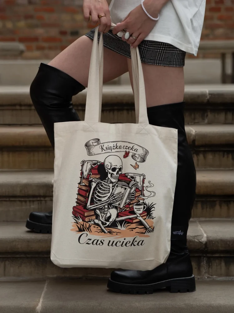 KSIĄŻKA CZEKA. CZAS UCIEKA / torba bawełniana / écru