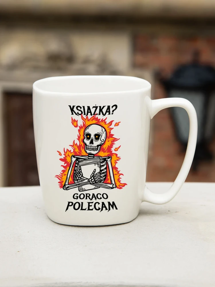 KSIĄŻKA? GORĄCO POLECAM / kubek biały z uchem