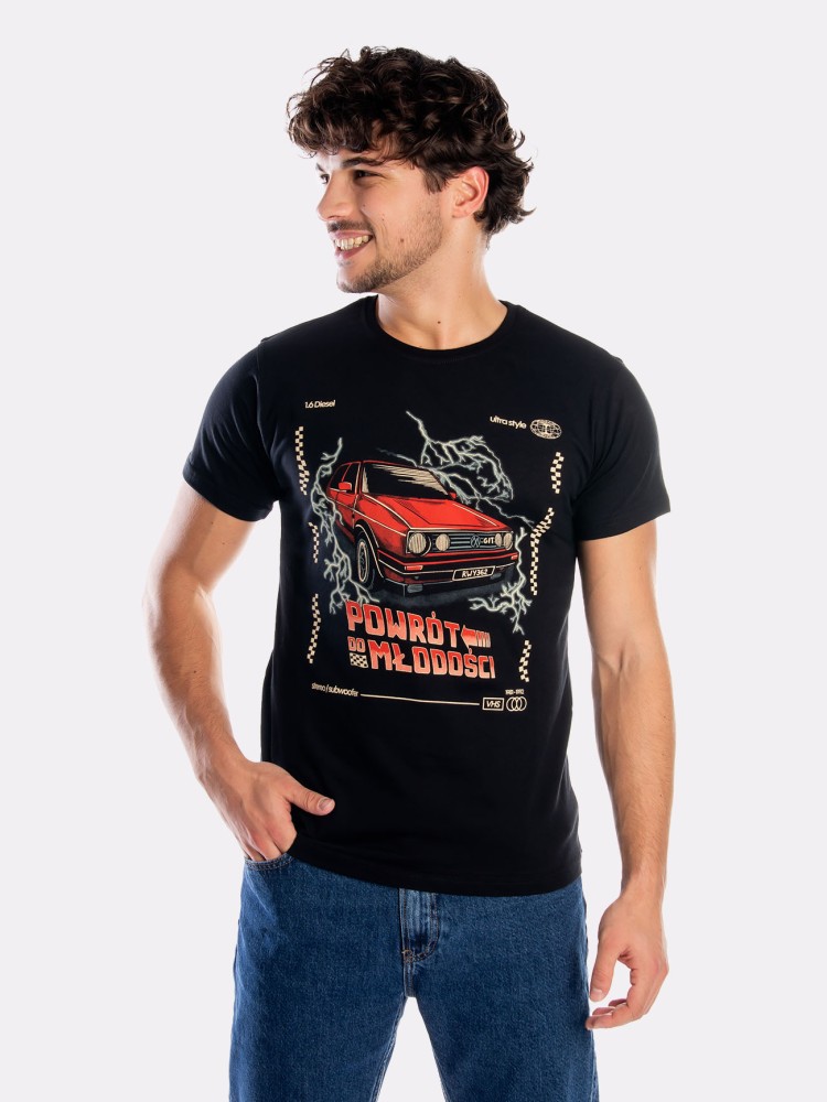POWRÓT DO MŁODOŚCI / PigOut x Nadwyraz.com / koszulka męska / czarna
