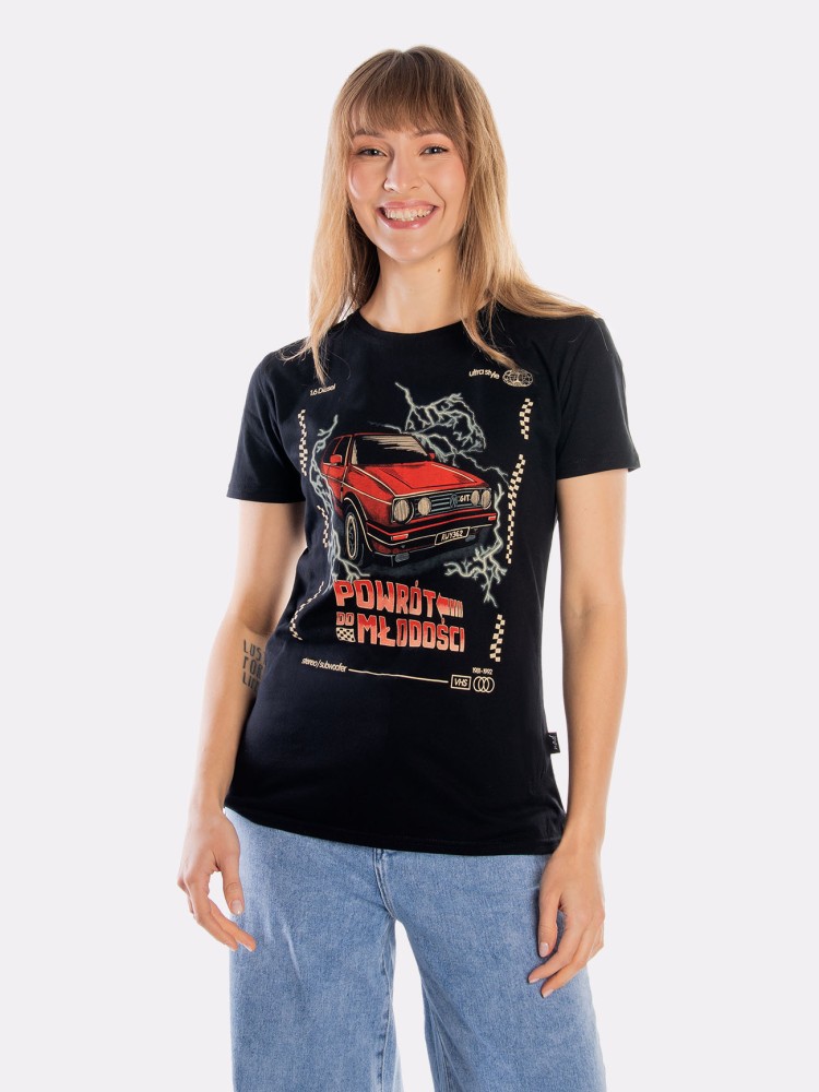 POWRÓT DO MŁODOŚCI / PigOut x Nadwyraz.com / koszulka damska / czarna