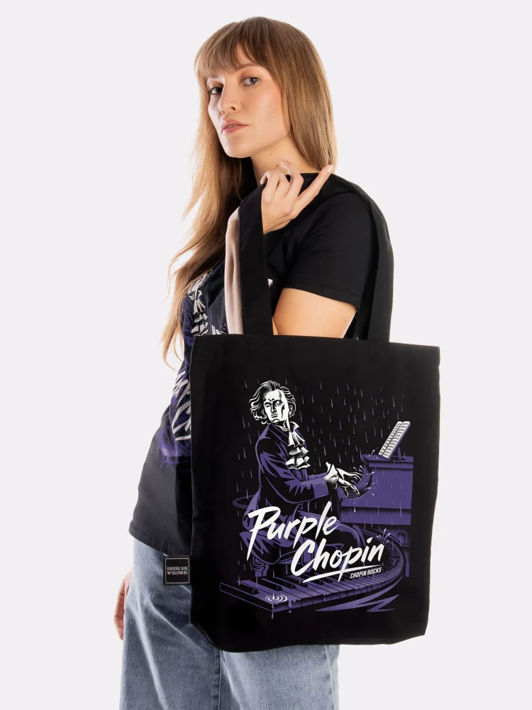 PURPLE CHOPIN / torba bawełniana / czarna