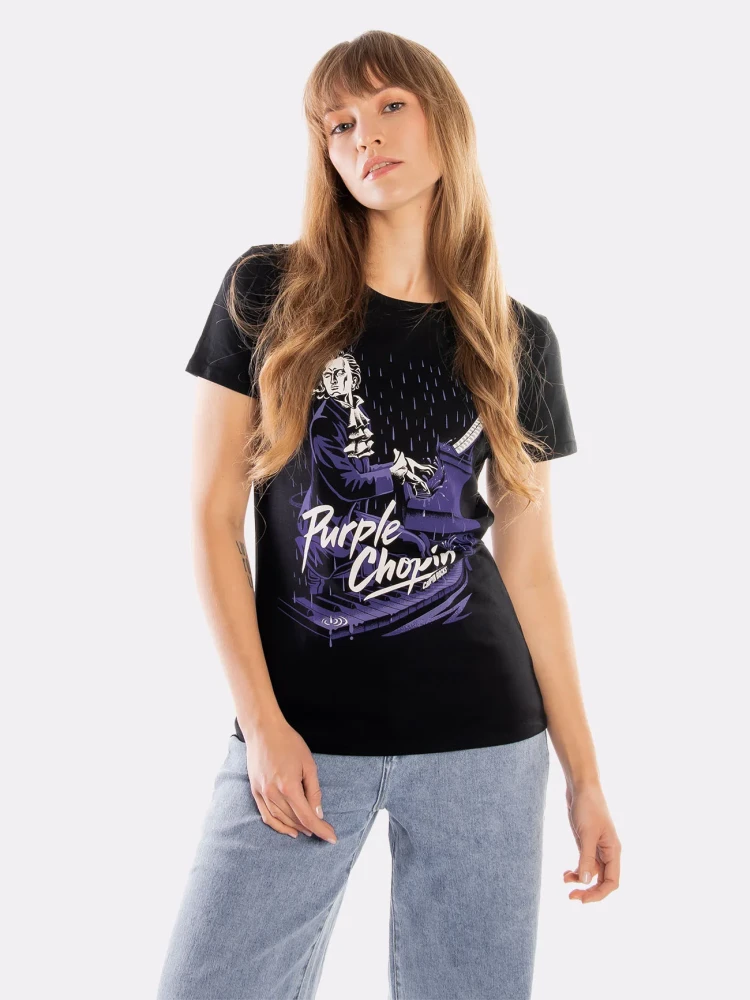 PURPLE CHOPIN / koszulka damska / czarna