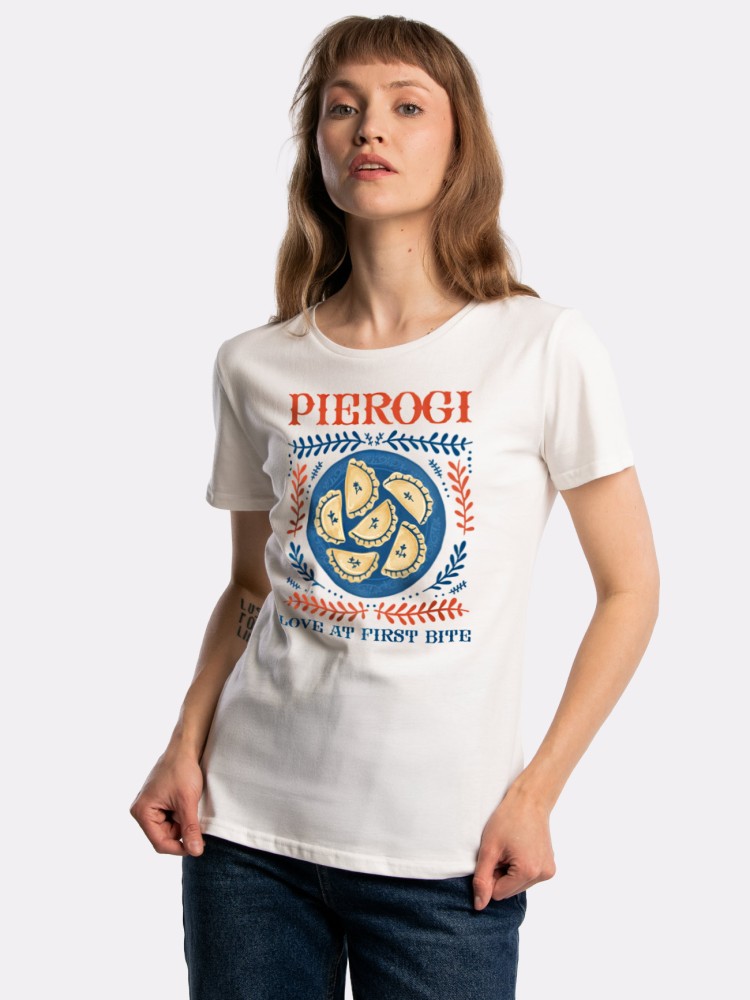 PIEROGI / koszulka damska / złamana biel