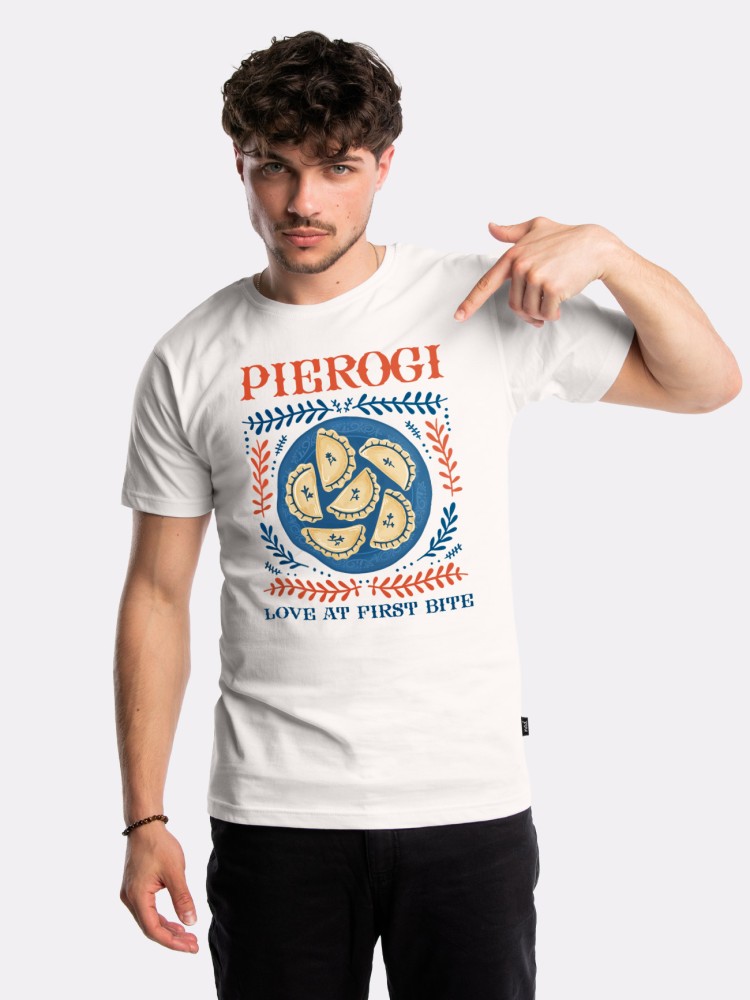 PIEROGI / koszulka męska / złamana biel