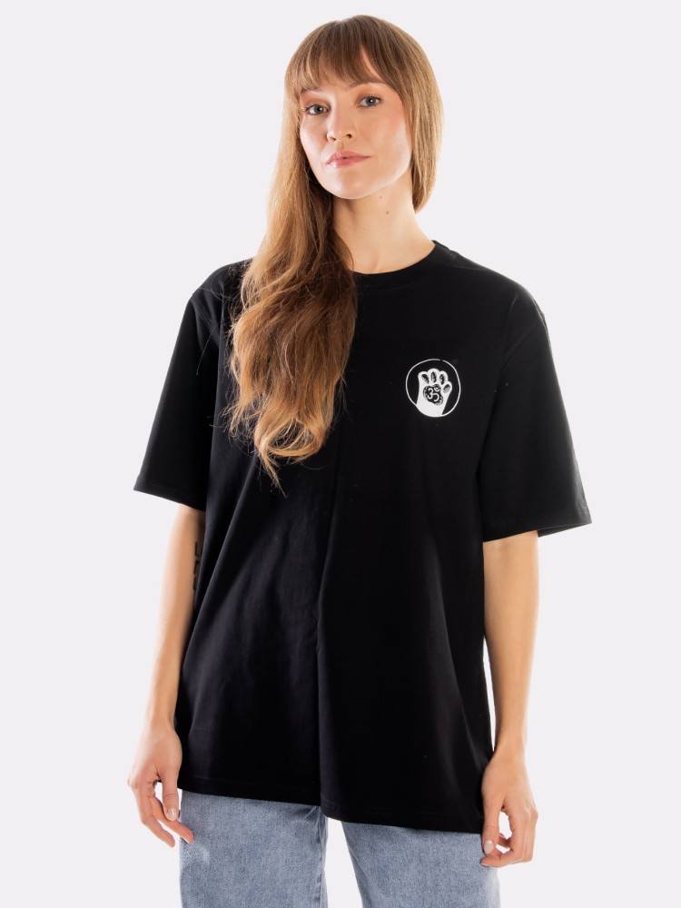 PIES Z BRZUCHEM W GÓRĘ / koszulka oversize unisex / czarna