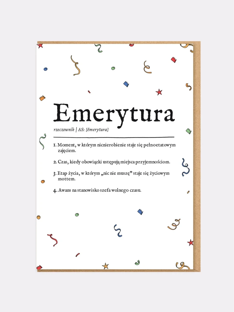 DEFINICJA EMERYTURY / kartka na emeryturę