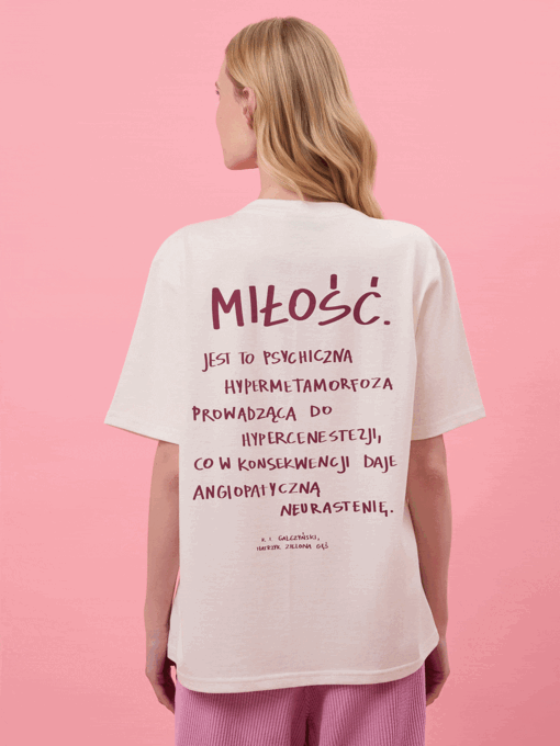 MIŁOŚĆ / Konstanty Ildefons Gałczyński / koszulka oversize unisex / złamana biel