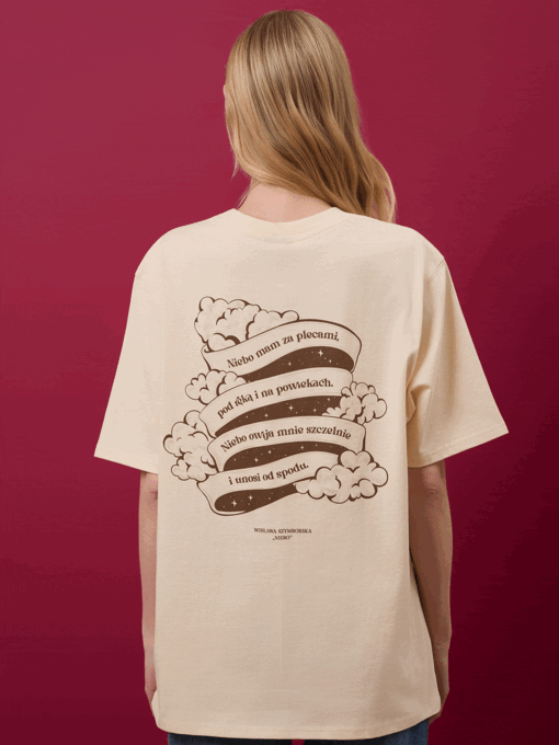 NIEBO / Wisława Szymborska / koszulka oversize unisex / beżowa 