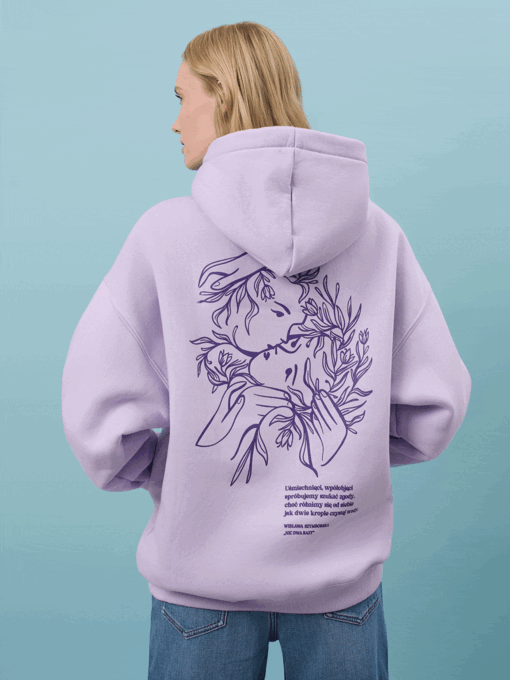 Nic dwa razy / Wisława Szymborska / bluza oversize unisex fioletowa