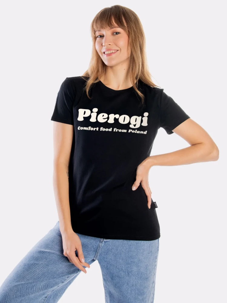 PIEROGI / koszulka damska / czarna