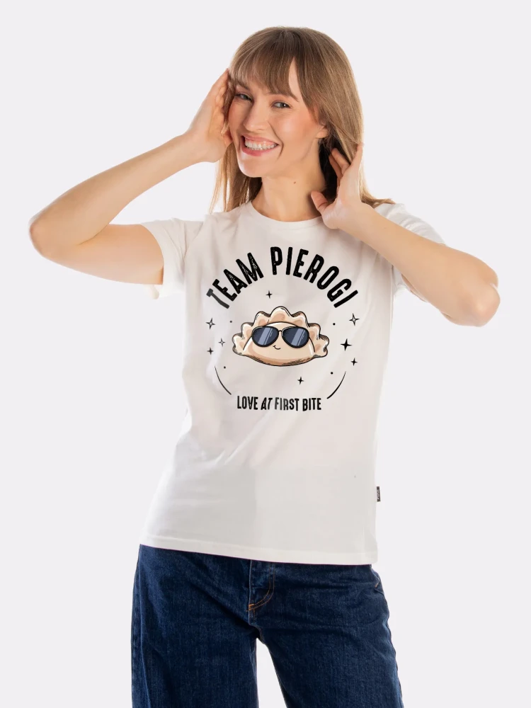 TEAM PIEROGI / koszulka damska / biała klasyczna