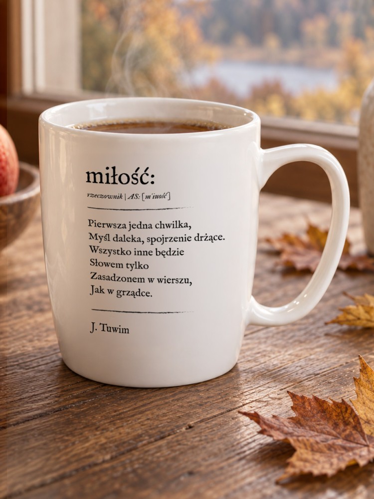 MIŁOŚĆ / kubek biały z uchem
