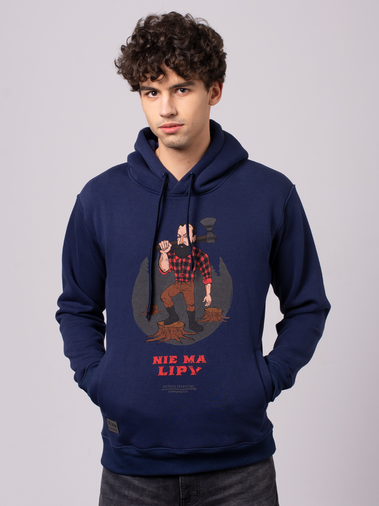 NIE MA LIPY / bluza z kapturem męska / granatowa
