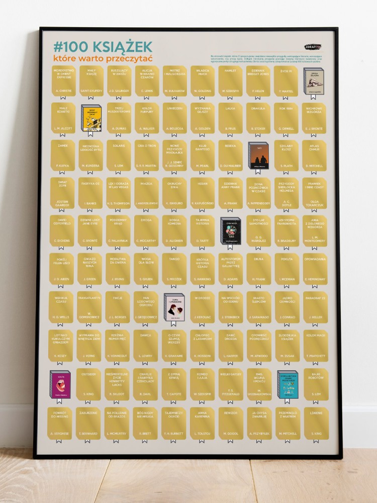 100 KSIĄŻEK, KTÓRE WARTO PRZECZYTAĆ / plakat zdrapka B2 