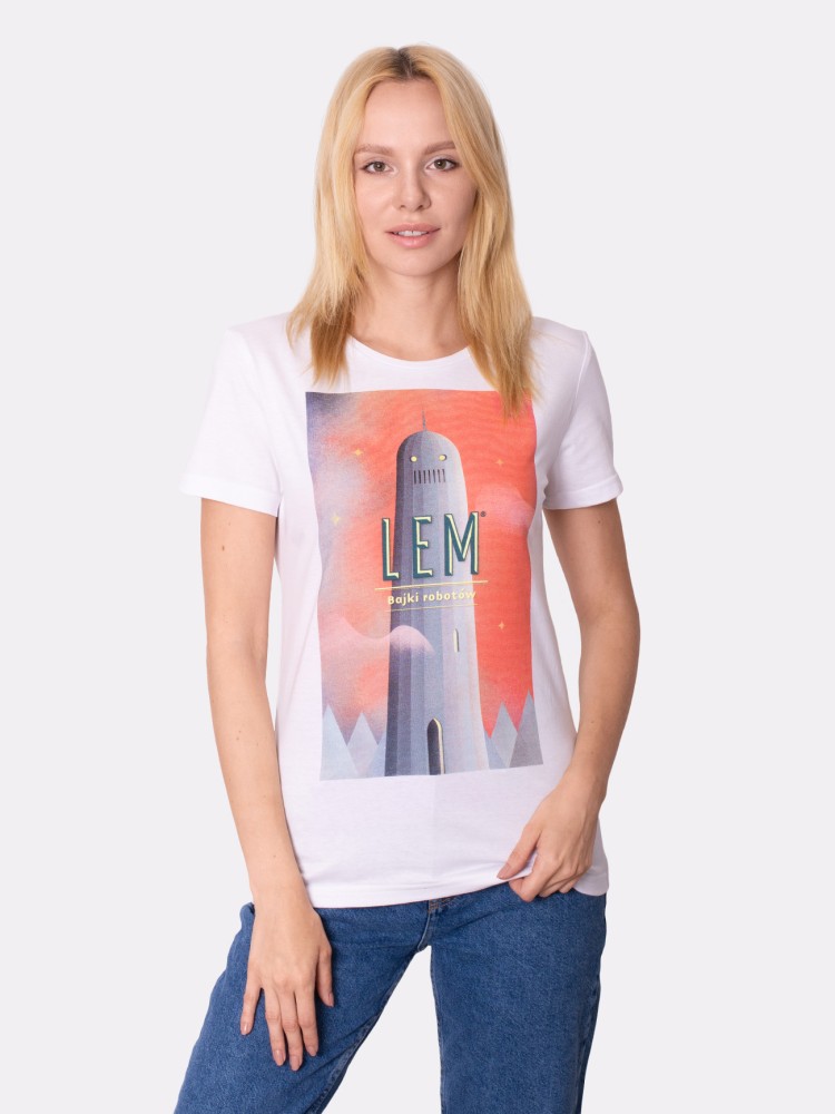 LEM / BAJKI ROBOTÓW / koszulka damska / biała