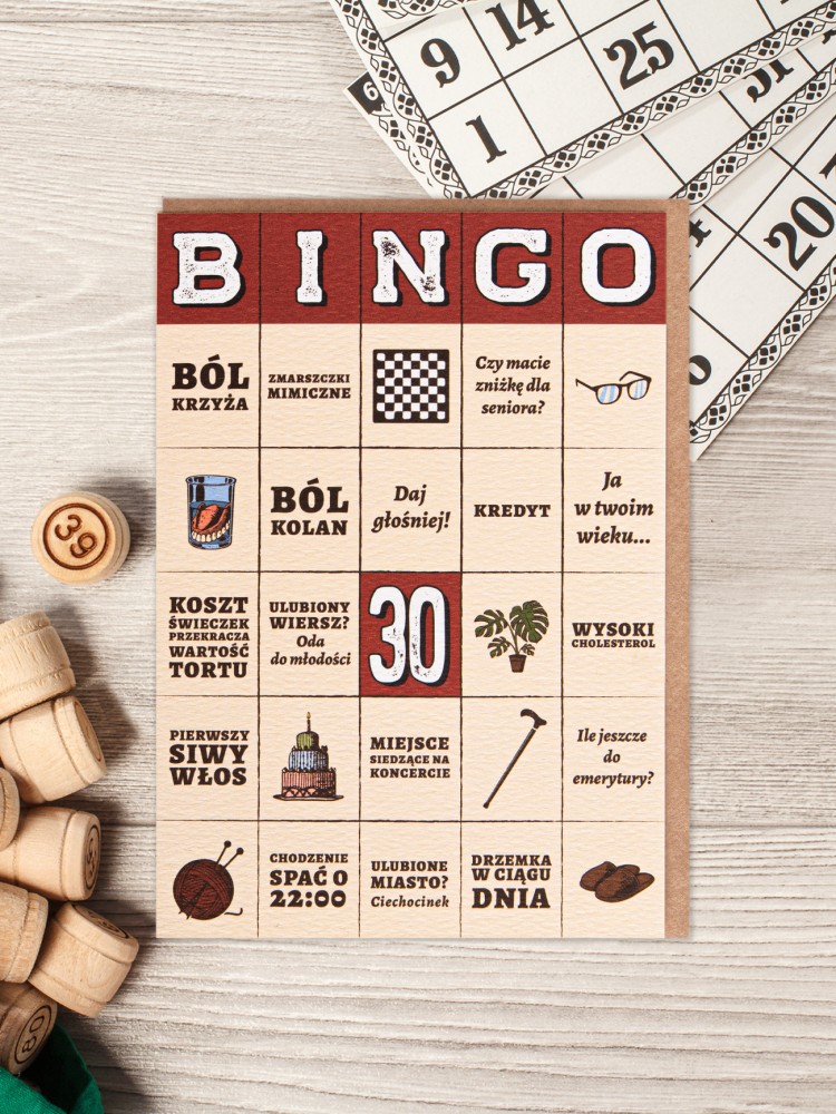 BINGO / 30. urodziny / kartka okolicznościowa