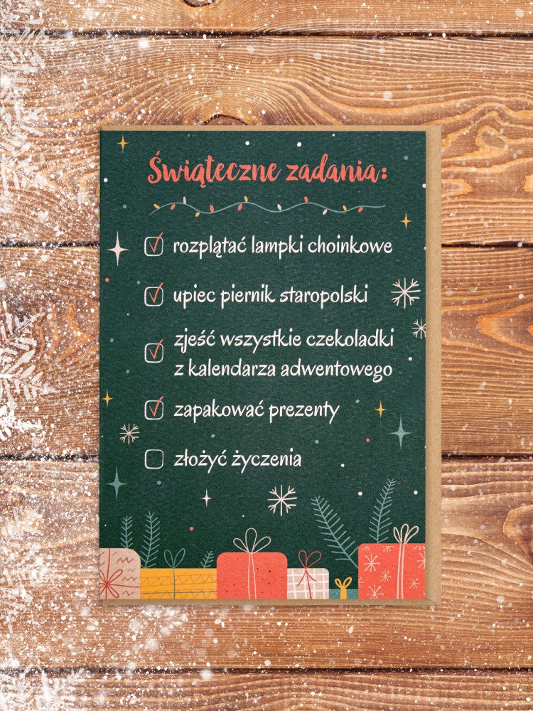 ŚWIĄTECZNE ZADANIA / kartka bożonarodzeniowa