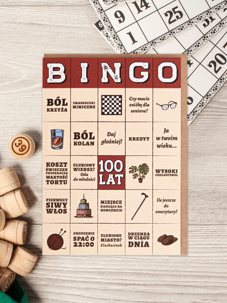 BINGO / 100 LAT! / kartka urodzinowa