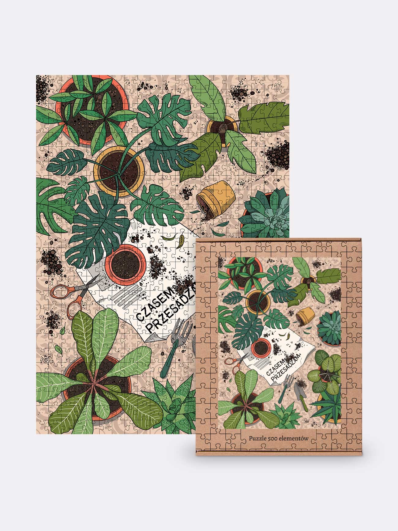 CZASEM PRZESADZAM / puzzle 500 elementów prezent dla miłośnika roślin prezent dla ogrodnika