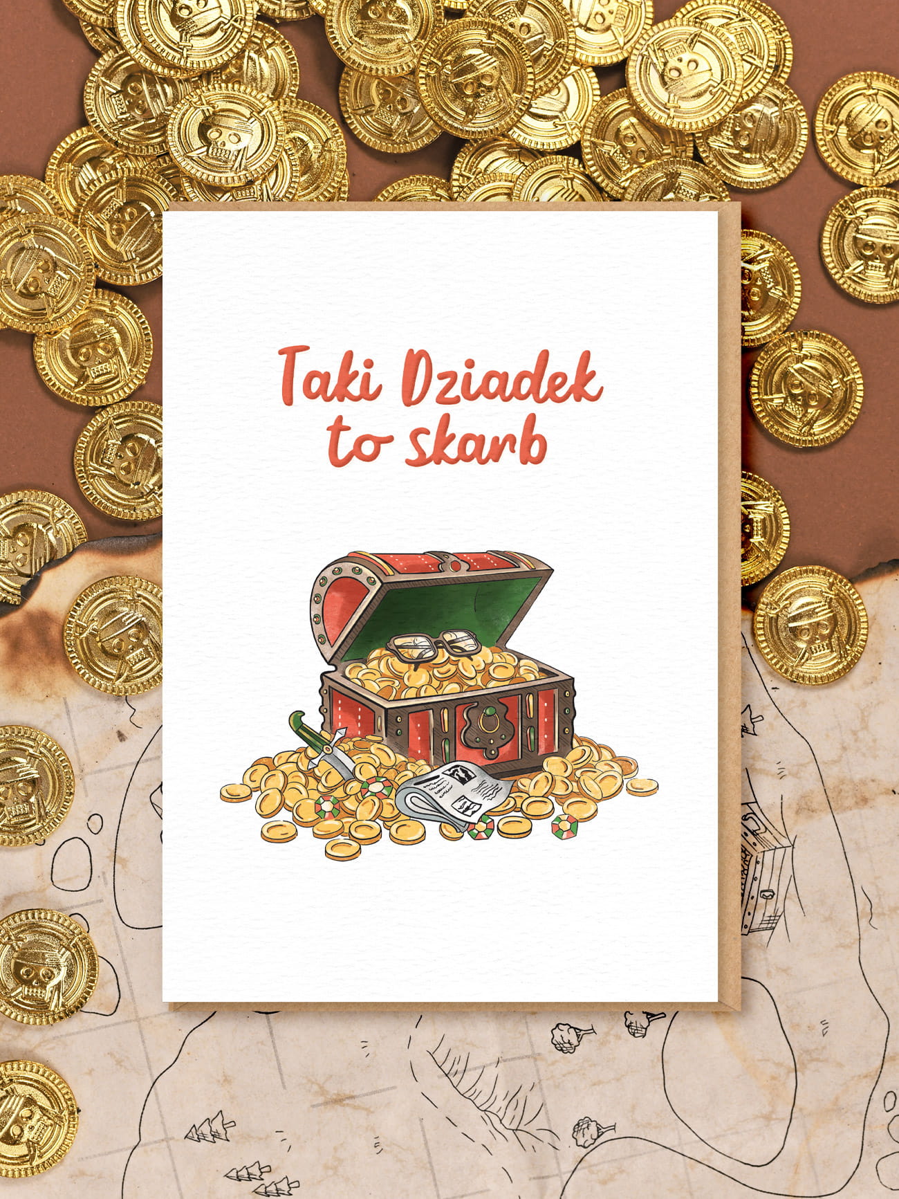 TAKI DZIADEK TO SKARB / kartka okolicznościowa dla dziadka prezent dla dziadka