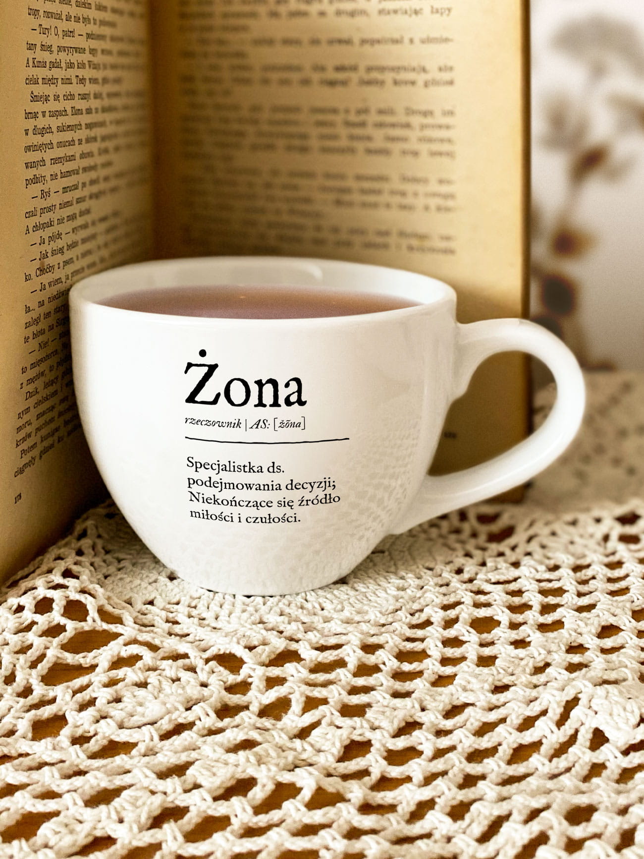 ŻONA / kubek biały z uchem / 500 ml prezent dla żony prezent na ślub