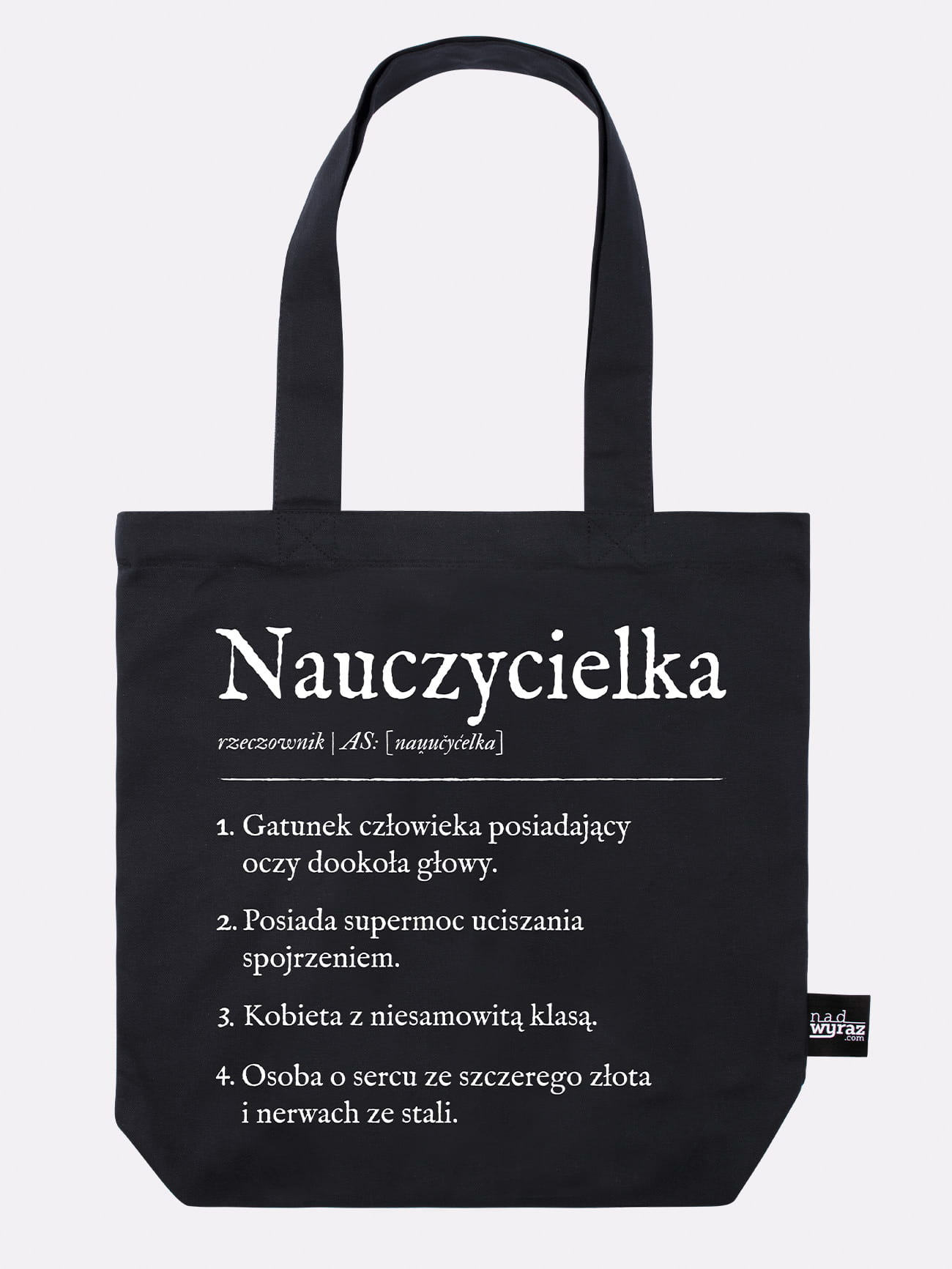 NAUCZYCIELKA / torba bawełniana / czarna prezent dla nauczyciela
