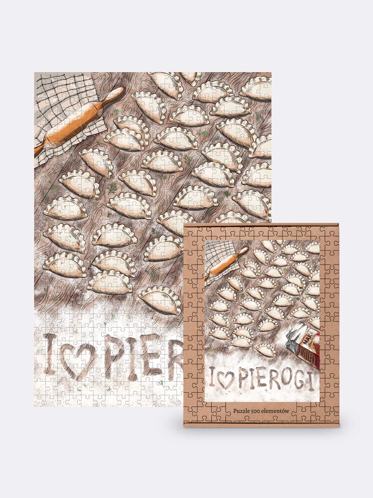 I LOVE PIEROGI / puzzle 500 elementów prezent z Polski pamiątka z Polski