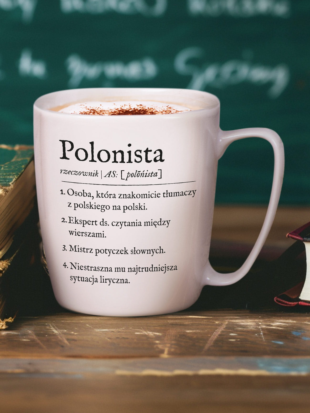 POLONISTA / kubek biały z uchem prezent dla polonisty