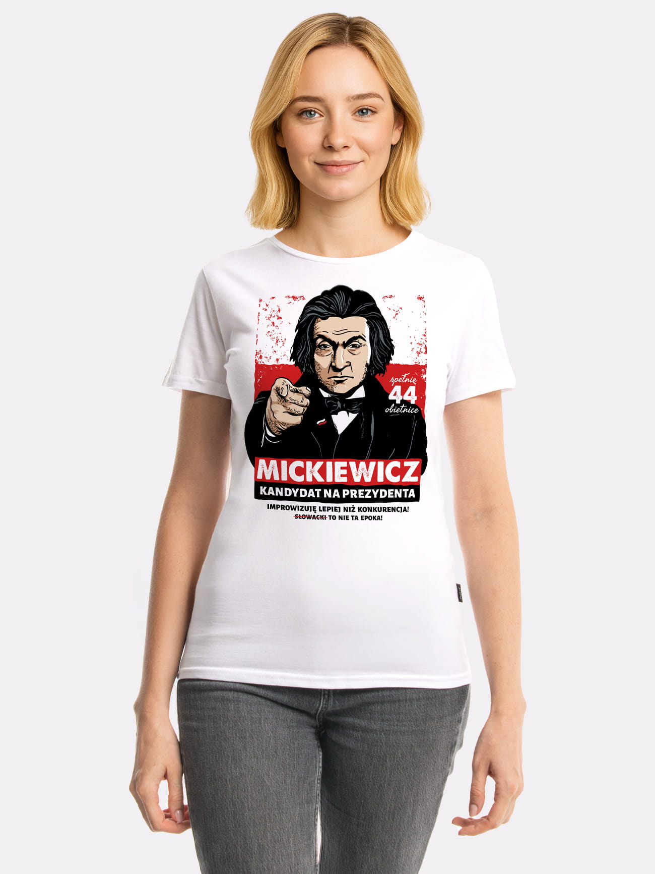 MICKIEWICZ / KANDYDAT NA PREZYDENTA / koszulka damska / biała