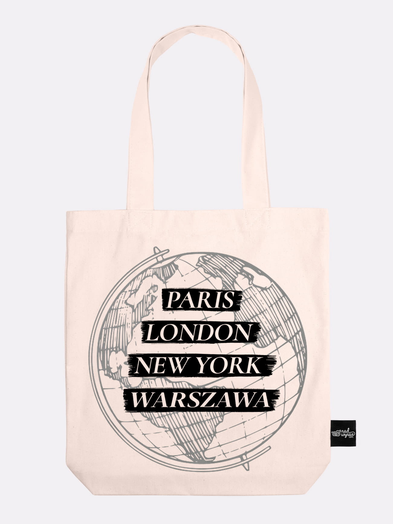 PARIS, LONDON, WARSAW / torba bawełniana / ecru prezent dla podróżnika
