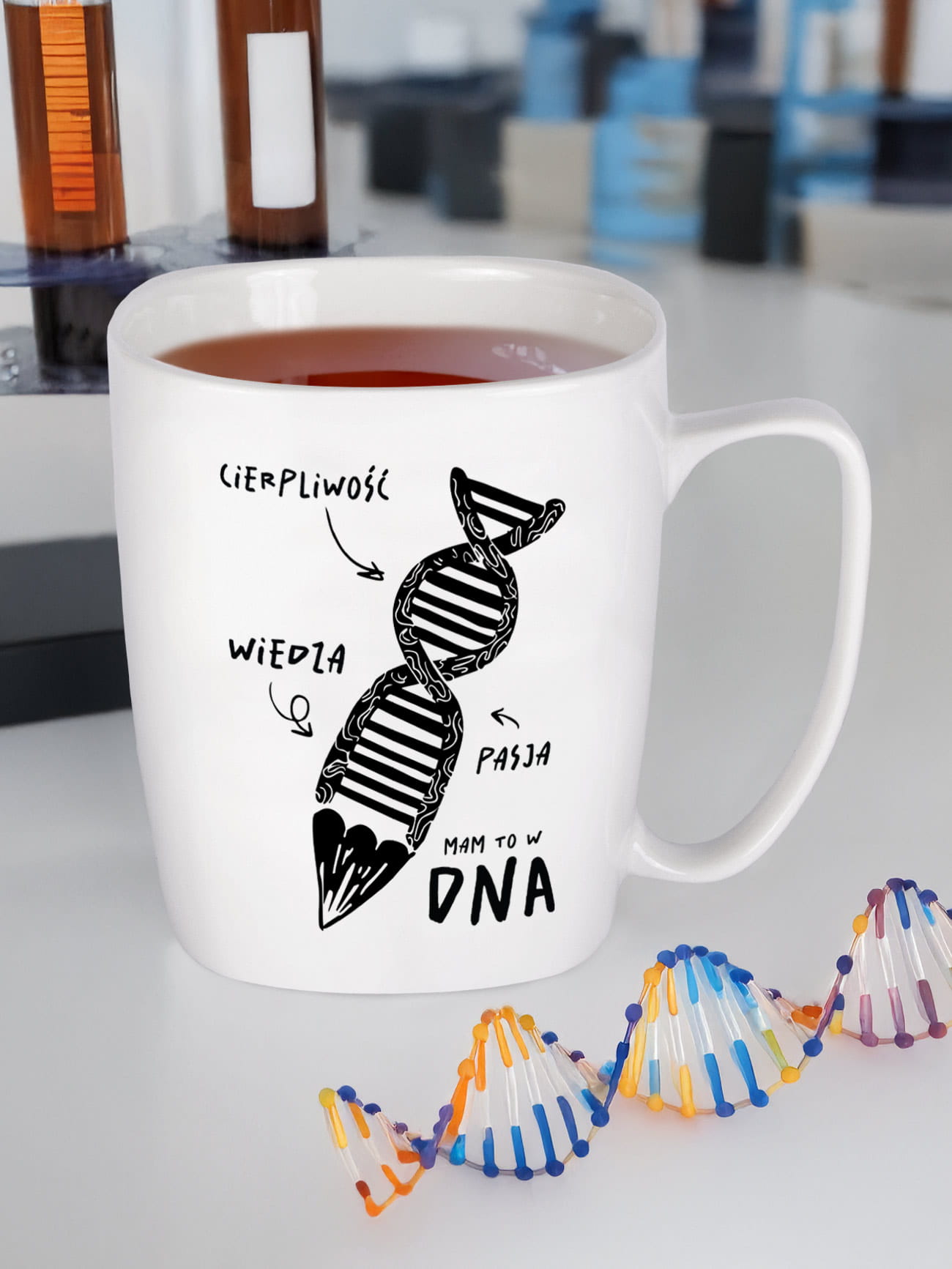 MAM TO W DNA / kubek biały z uchem prezent dla nauczyciela biologii