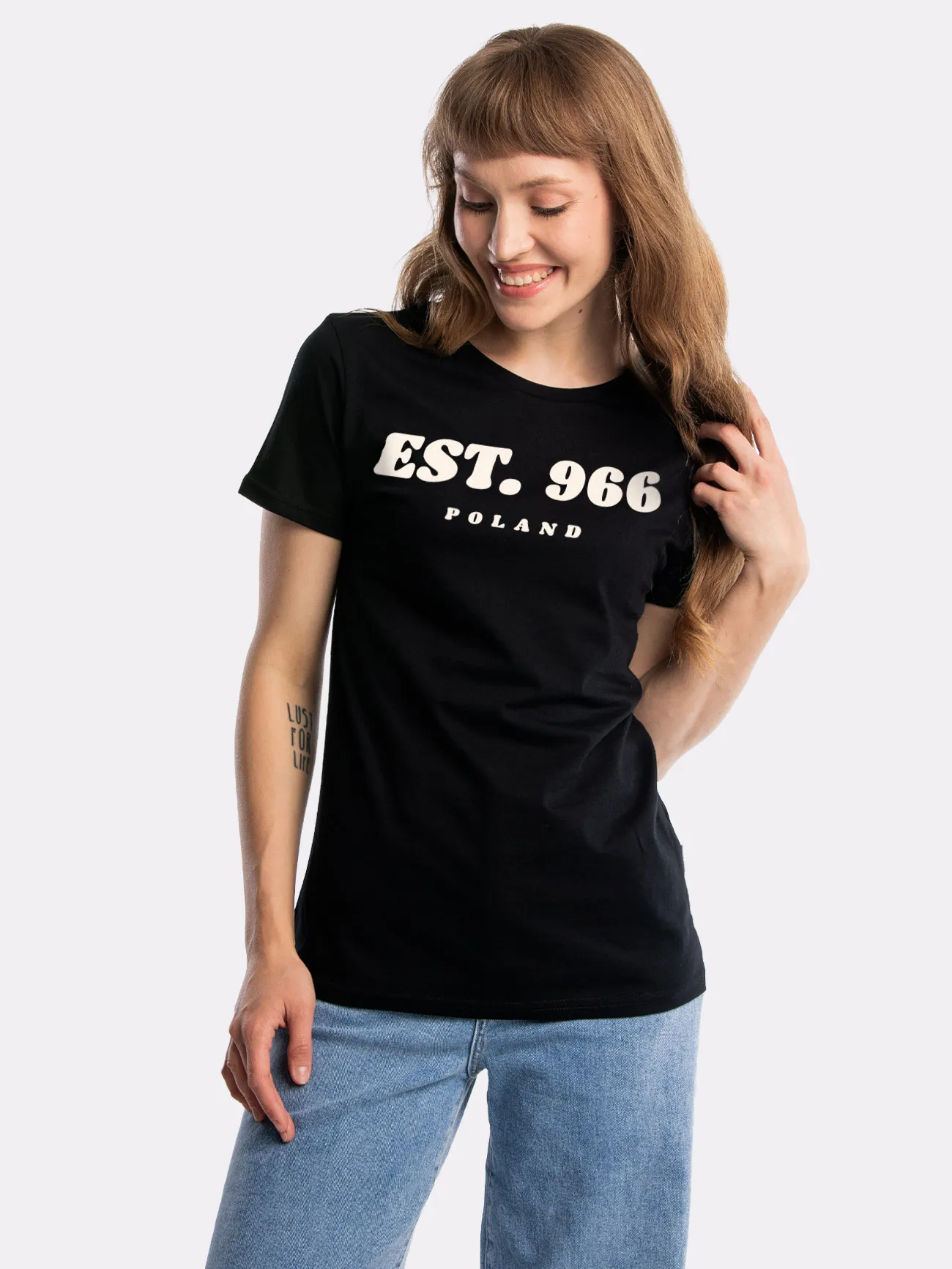 EST. 966 POLAND / koszulka damska / czarna dla miłośnika pierogów prezent na urodziny